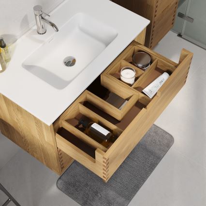 Badeværelsesskab til håndvask GRIBSKOV 80 cm beige/eg