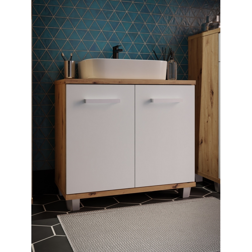 Badeværelsesskab VENOM hvid/artisan-eg