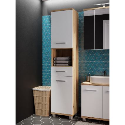 Badeværelsesskab VENOM hvid/artisan egetræ