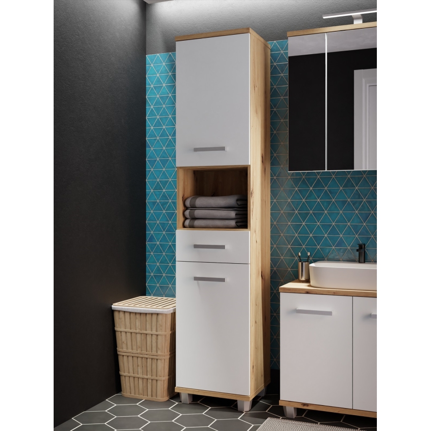 Badeværelsesskab VENOM hvid/artisan egetræ