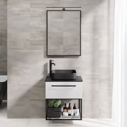 Badeværelsesspejl BORGSTED 60x80 cm sort