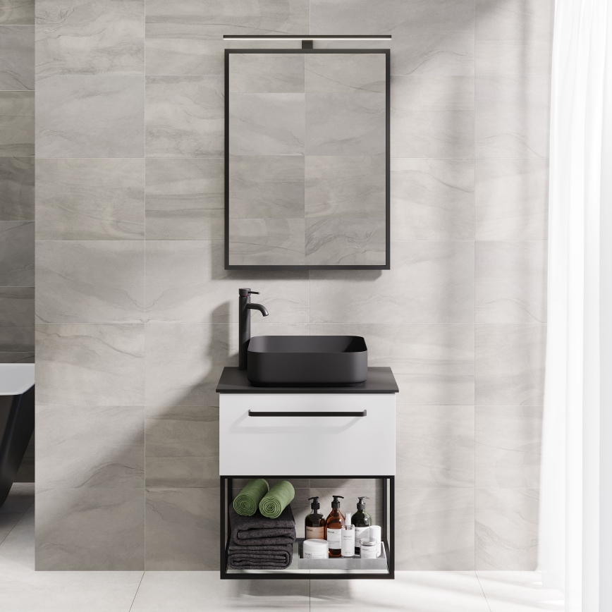 Badeværelsesspejl BORGSTED 60x80 cm sort