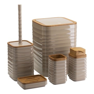 Badeværelsessæt WAVE 5 stk. beige/brun