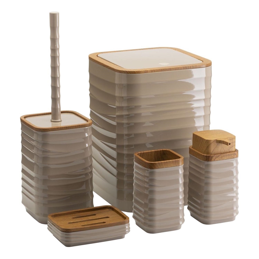 Badeværelsessæt WAVE 5 stk. beige/brun