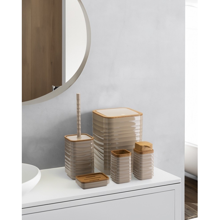 Badeværelsessæt WAVE 5 stk. beige/brun