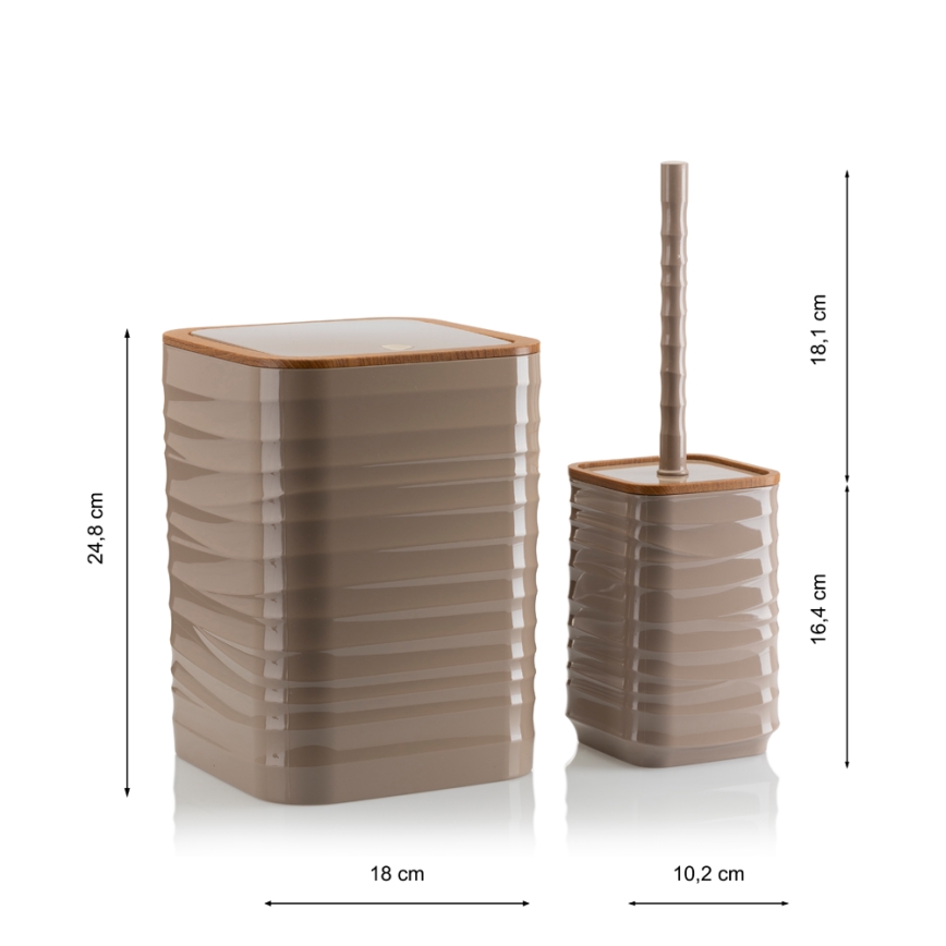 Badeværelsessæt WAVE 5 stk. beige/brun