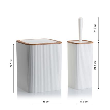 Badeværelsessæt ZOYA 5 stk. hvid/brun