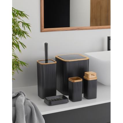 Badeværelsessæt ZOYA 5 stk. sort/brun