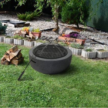 Bålfad med grillrist antracitgrå