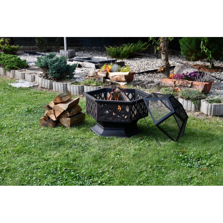 Bålfad med grillrist sort/patina