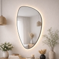 Baltica Design - LED vægmonteret badeværelsesspejl med bagbelysning STONE FLUID LED/15W/230V 2700K 92x55 cm IP65 sort