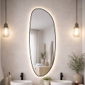 Baltica Design - LED vægmonteret badeværelsesspejl med baggrundsbelysning STONE FLUID LED/15W/230V 4500K 155x50 cm IP65 sort