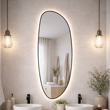 Baltica Design - LED vægmonteret badeværelsesspejl med baggrundsbelysning STONE FLUID LED/15W/230V 4500K 155x50 cm IP65 sort