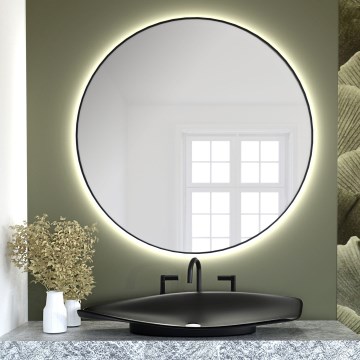 Baltica Design - LED vægspejl til badeværelset med baggrundsbelysning BRIGHT LED 15W/230V 4500K Ø 60 cm IP65 sort