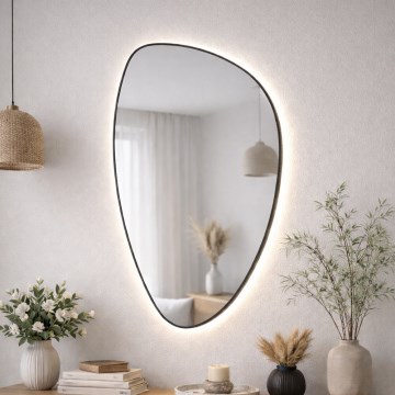 Baltica Design - Vægspejl til badeværelset med indbygget belysning STONE FLUID LED/15W/230V 4500K 92x55 cm IP65 sort
