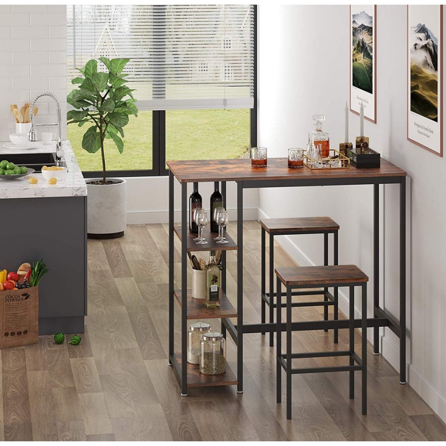 Barbord med hylder BARTIS brun/sort