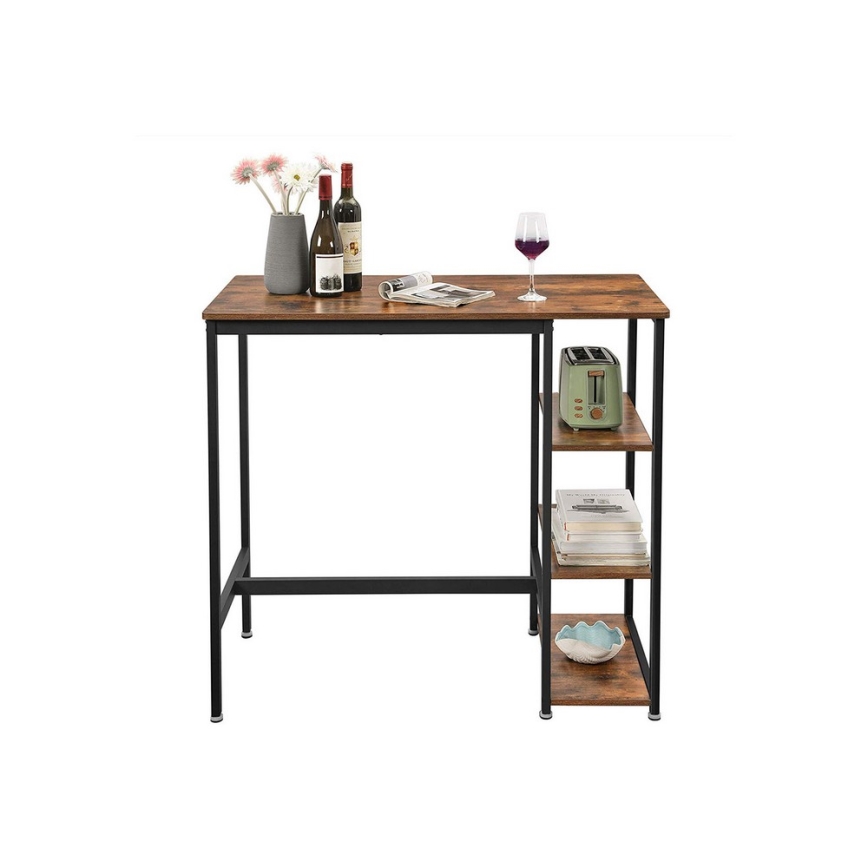 Barbord med hylder BARTIS brun/sort