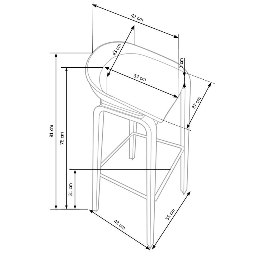 Barstol 81x51 cm beige/hvid