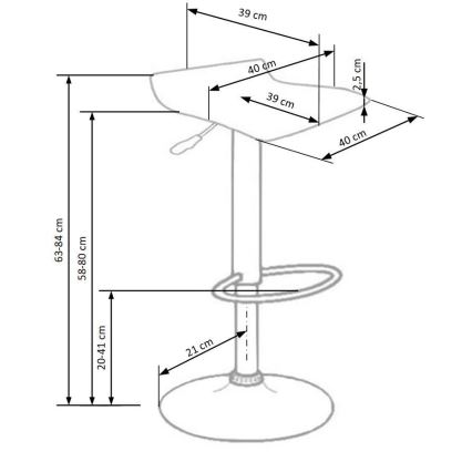 Barstol 84x40 cm sort/skinnende krom