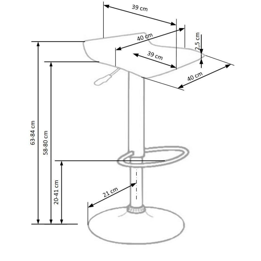 Barstol 84x40 cm sort/skinnende krom