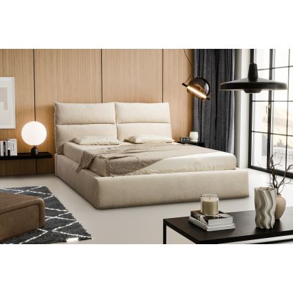 BASIL 160x200 cm beige polstret seng uden madras