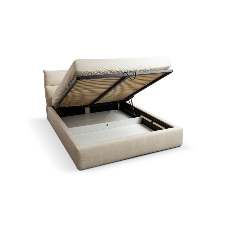 BASIL 160x200 cm beige polstret seng uden madras