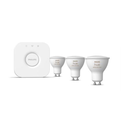 Basissæt Philips Hue WHITE AND COLOR AMBIANCE 3xGU10/5,7W/230V 2000-6500K + en enhed til at tilslutte