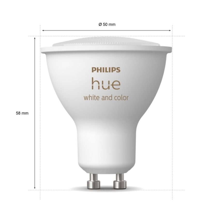 Basissæt Philips Hue WHITE AND COLOR AMBIANCE 3xGU10/5,7W/230V 2000-6500K + en enhed til at tilslutte