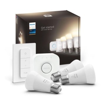 Basissæt Philips Hue WHITE 3xE27/9,5W 2700K + Hue Bridge og dimmer-switch