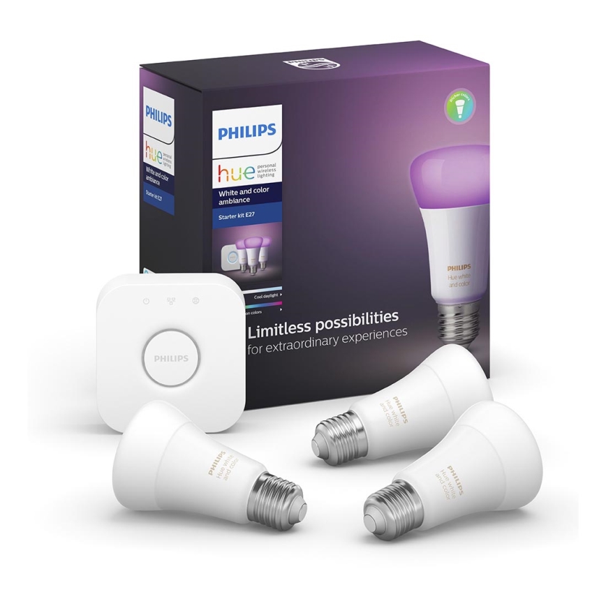 Basissæt Philips Hue WHITE AND COLOR AMBIANCE 3xE27/9,5W/230V 2000-6500K