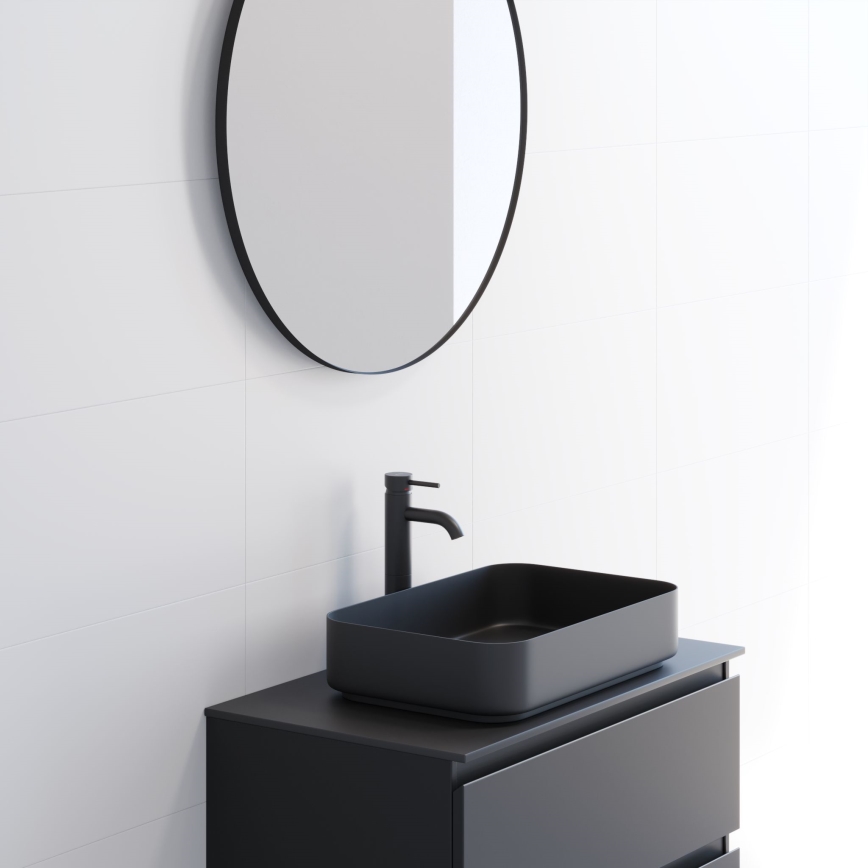 BATH DELUXE 01-080-09-02-00 - Badeværelsesspejl BORGSTED diameter 80 cm sort
