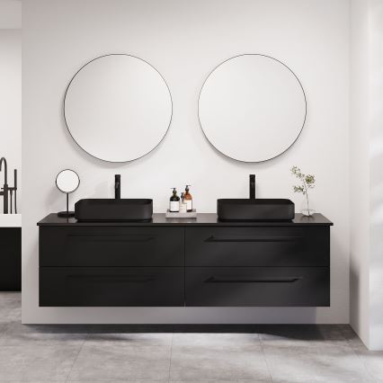 BATH DELUXE 01-080-09-02-00 - Badeværelsesspejl BORGSTED diameter 80 cm sort