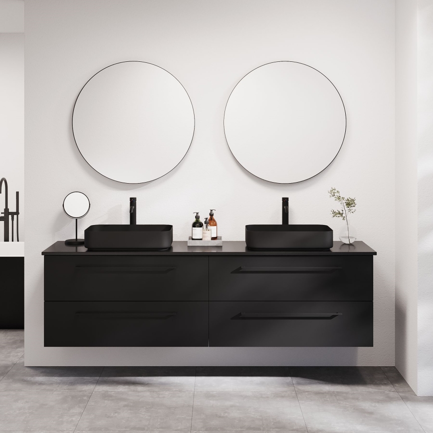 BATH DELUXE 01-080-09-02-00 - Badeværelsesspejl BORGSTED diameter 80 cm sort