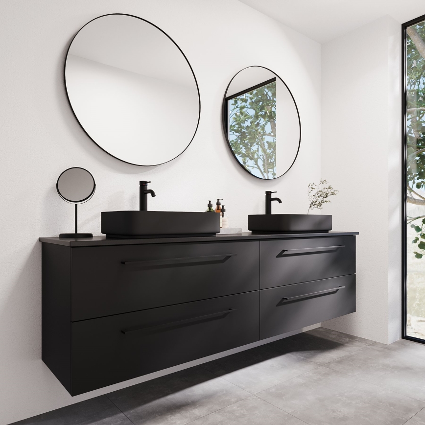BATH DELUXE 01-080-09-02-00 - Badeværelsesspejl BORGSTED diameter 80 cm sort