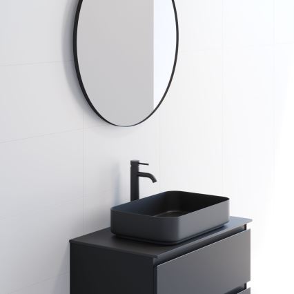BATH DELUXE 01-080-09-02-00 - Badeværelsesspejl BORGSTED Ø 80 cm sort