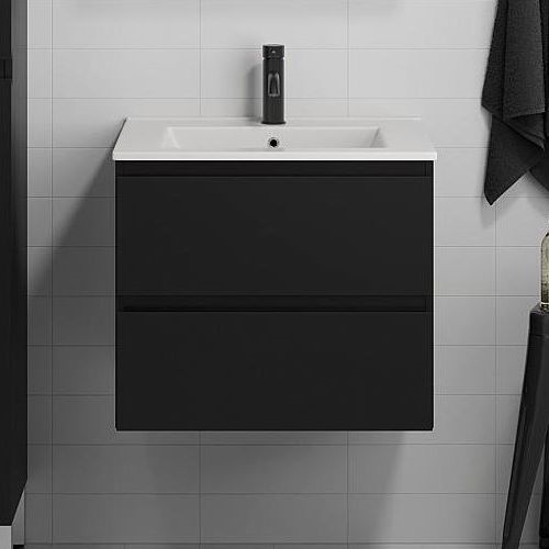BATH DELUXE 03-060-63-02-01 - Badeværelsesskab med håndvask KENWOOD 61 cm mat sort