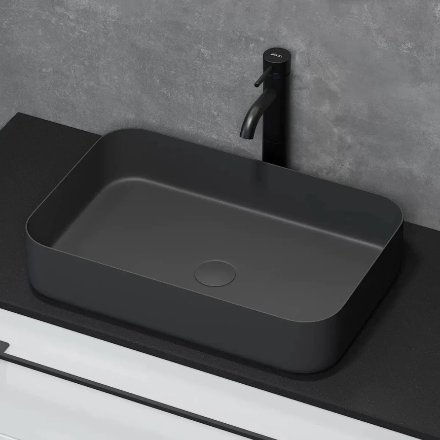 BATH DELUXE 06-052-18-02-00 - Vask til bordplade LJORDAL 52x34 cm rustfrit stål/mat sort