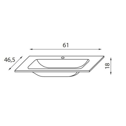 BATH DELUXE 06-060-60-11-01 - Nedfældet vask CHICAGO 61x46,5 cm skinnende hvid