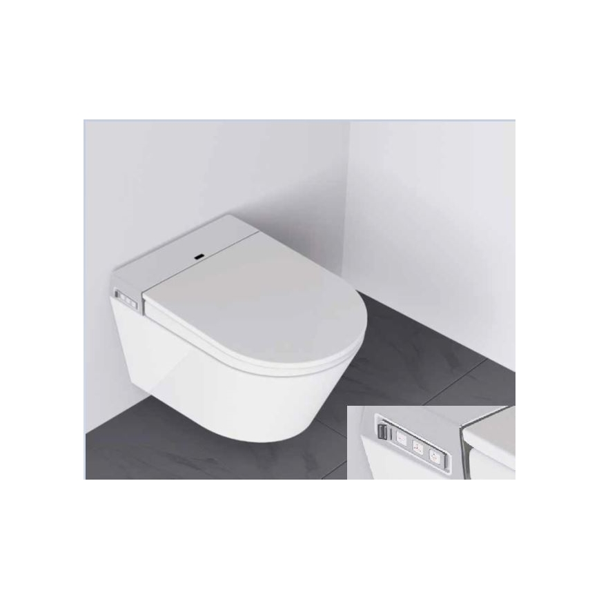 BATH DELUXE 21-040-02-11-00 - Væghængt toilet med bidet og toiletsæde SoftClose TISVILDELEJE 1600W/230V hvid + fjernbetjening