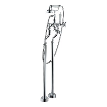 BATH DELUXE 28-108-01-60-00 - Fritstående badesæt med hane AEROSKOBING 106,3 cm skinnende krom