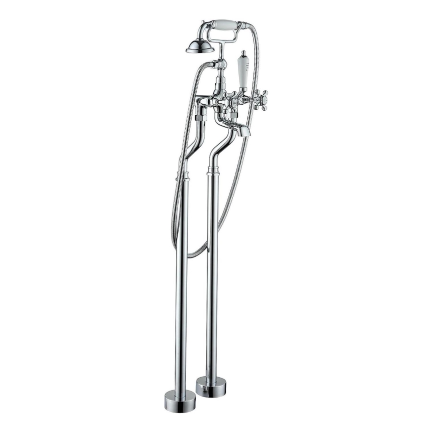 BATH DELUXE 28-108-01-60-00 - Fritstående badesæt med hane AEROSKOBING 106,3 cm skinnende krom