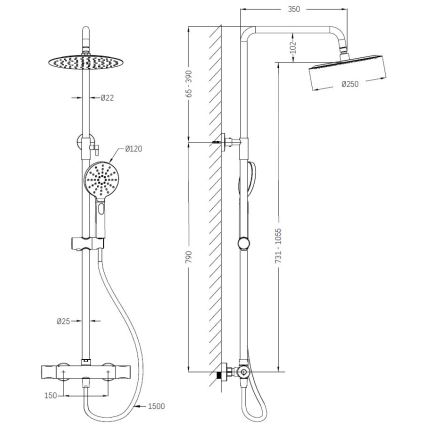 BATH DELUXE 31-120-05-60-00 - Brusesæt med termostathane DRAGOR skinnende krom