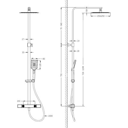 BATH DELUXE 31-120-06-02-00 - Brusesæt med termostathane NAESBY mat sort