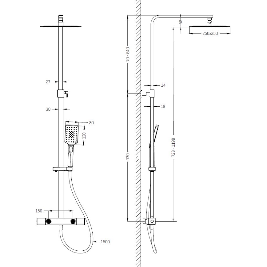 BATH DELUXE 31-120-06-60-00 - Brusesæt med termostathane NAESBY skinnende krom
