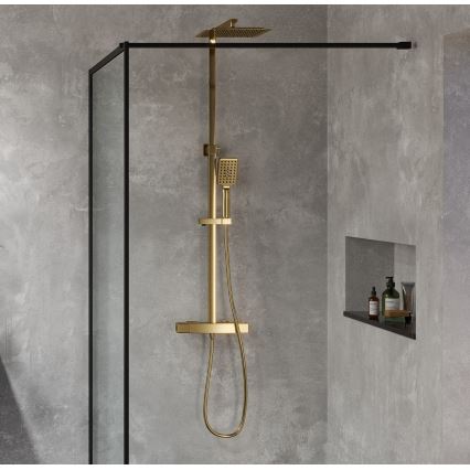 BATH DELUXE 31-120-06-70-00 - Brusesæt med termostathane NAESBY børstet messing