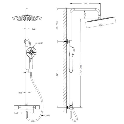 BATH DELUXE 31-120-09-60-00 - Brusesæt med termostathane DRAGOR skinnende krom