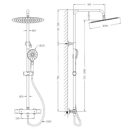 BATH DELUXE 31-120-13-60-00 - Brusesæt med termostathane DRAGOR skinnende krom