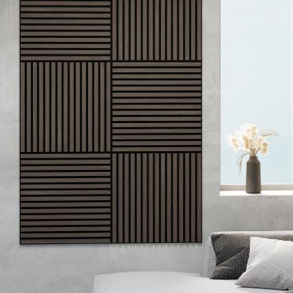 BATH DELUXE 54-060-08-84-12 - SÆT 4x Akustisk vægpanel DANVIKEN 60x60 cm valnød