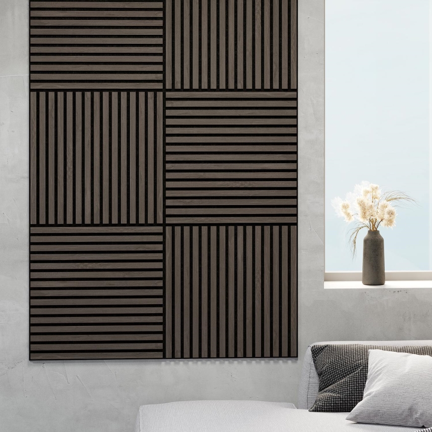 BATH DELUXE 54-060-08-84-12 - SÆT 4x Akustisk vægpanel DANVIKEN 60x60 cm valnød