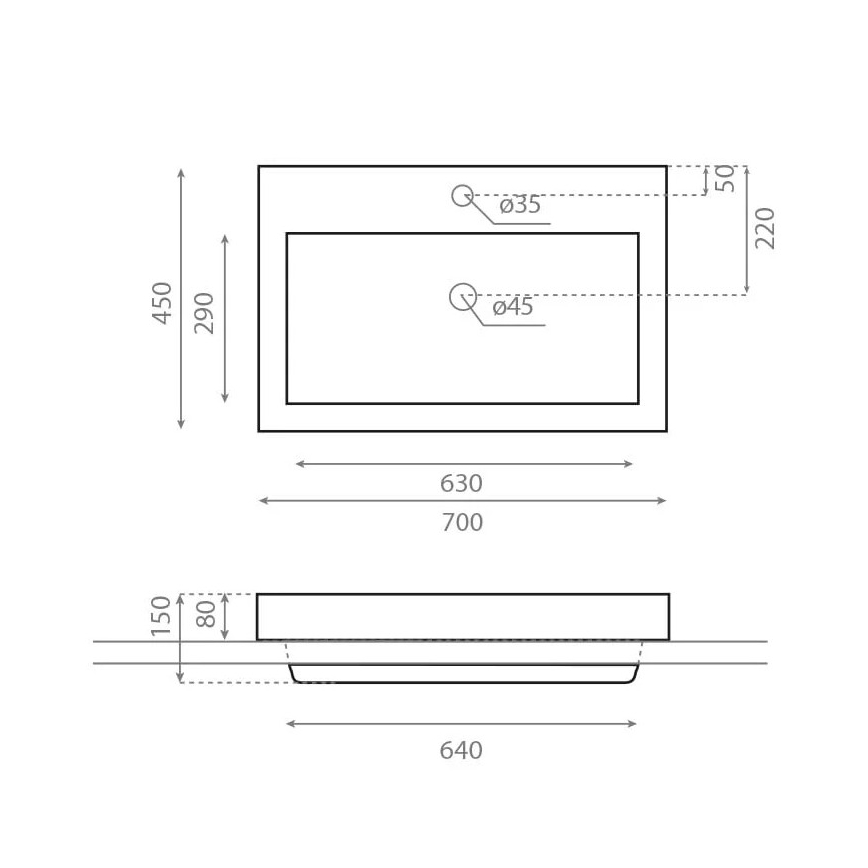 Bathco 0023 - Nedfældet håndvask MANCHESTER 70x45 cm porcelæn/hvid
